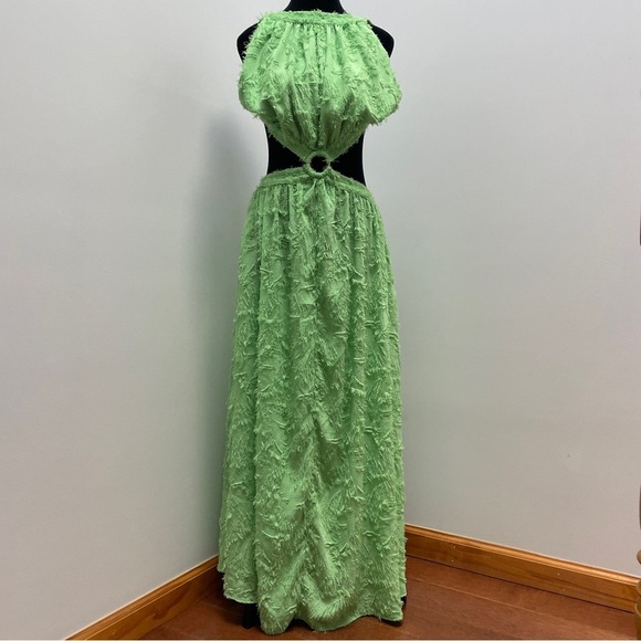 Cult Gaia- Theia Cutout Backless Maxi Dress Green Textured Size Large Vacation - Picture 6 of 16